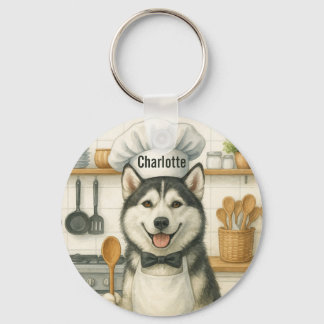 Persoonlijke naam grappige Siberische Husky hond c Sleutelhanger