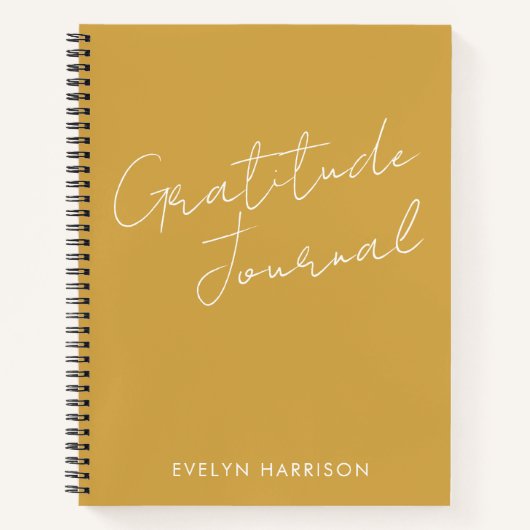Persoonlijke naam Gratitude Journal Dusty Yellow Notitieboek (Voorkant)