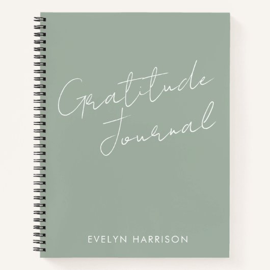 Persoonlijke naam Gratitude Journal Sage Green Notitieboek (Voorkant)