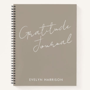 Persoonlijke naam Gratitude Journal Taupe Brown Notitieboek
