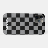 Persoonlijke naam grijs & zwart geruit  Case-Mate iPhone case (Achterkant (horizontaal))