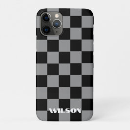 Persoonlijke naam grijs & zwart geruit  Case-Mate iPhone case
