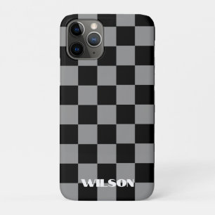 Persoonlijke naam grijs & zwart geruit  Case-Mate iPhone case