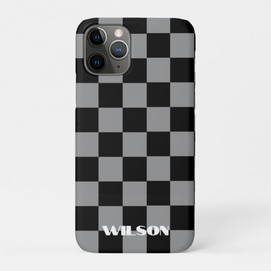 Persoonlijke naam grijs & zwart geruit  Case-Mate iPhone case (Achterkant)