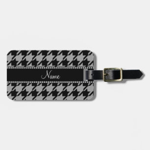 Persoonlijke naam grijze houndstooth bagagelabel