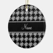 Persoonlijke naam grijze houndstooth keramisch ornament (Links)