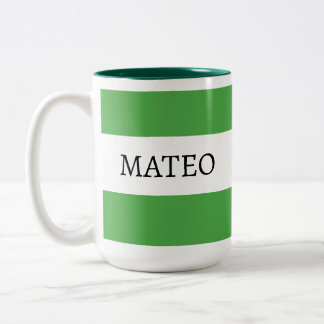 Persoonlijke naam groen cadeau voor familie en vri tweekleurige koffiemok