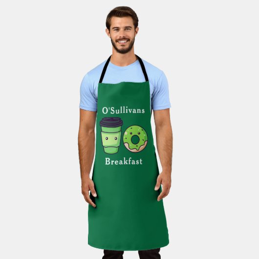 Persoonlijke naam Groen Iers Breakfast Apron Schort (Gedragen)