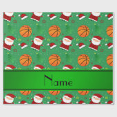 Persoonlijke naam groene basketbal kerst cadeaupapier (Vlak)