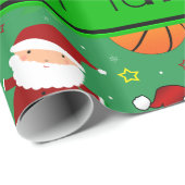 Persoonlijke naam groene basketbal kerst cadeaupapier (Rol Hoek)