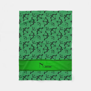 Persoonlijke naam groene bogen pijlen fleece deken