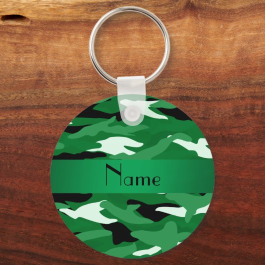 Persoonlijke naam groene camouflage sleutelhanger (Voorkant)