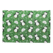 Persoonlijke naam groene glitter pinguins igloos kussensloop (Achterkant)