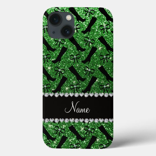Persoonlijke naam groene glitterlaarzen Case-Mate iPhone case (Achterkant)