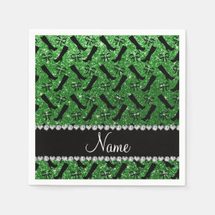 Persoonlijke naam groene glitterlaarzen servet