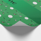 Persoonlijke naam groene golfballen cadeaupapier (Hoek)