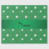 Persoonlijke naam groene golfballen cadeaupapier (Vlak)