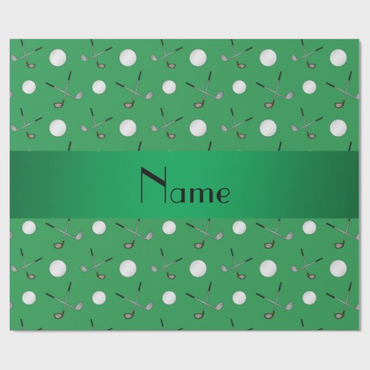Persoonlijke naam groene golfballen cadeaupapier (Vlak)