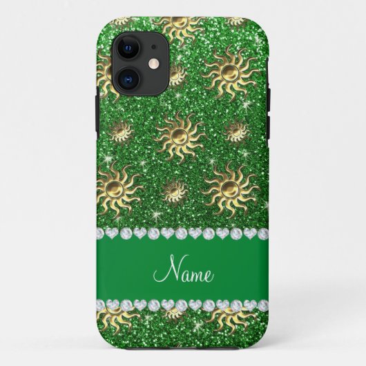 Persoonlijke naam groene goudzonnen Case-Mate iPhone case (Achterkant)