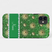 Persoonlijke naam groene goudzonnen Case-Mate iPhone case (Achterkant (horizontaal))