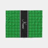 Persoonlijke naam groene houndstooth fleece deken (Voorkant (Horizontaal))