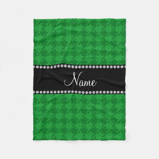 Persoonlijke naam groene houndstooth fleece deken (Voorkant)