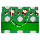 Persoonlijke naam groene kerst golfing large cadeautasje (Voorkant)