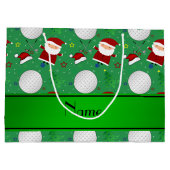 Persoonlijke naam groene kerst golfing large cadeautasje (Achterkant)