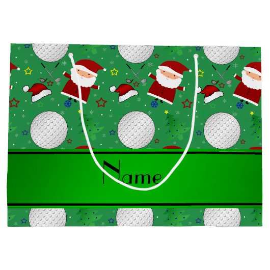 Persoonlijke naam groene kerst golfing large cadeautasje (Achterkant)