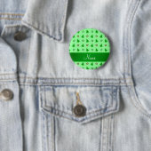 Persoonlijke naam groene kerststerren ronde button 5,7 cm (In situ)