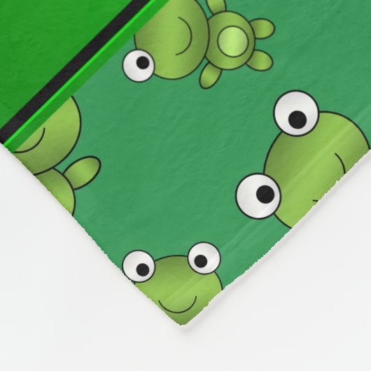 Persoonlijke naam groene kikkers fleece deken (Hoek)