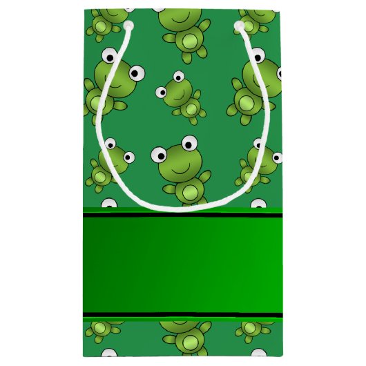 Persoonlijke naam groene kikkers klein cadeauzakje (Achterkant)
