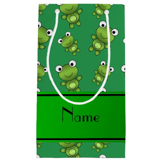 Persoonlijke naam groene kikkers klein cadeauzakje (Voorkant)