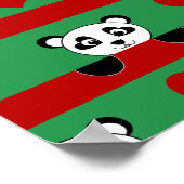 Persoonlijke naam groene rode panda-strepen poster (Hoek)