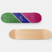 Persoonlijke naam groene roze glitters persoonlijk skateboard (Horizontaal)