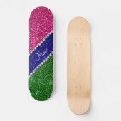 Persoonlijke naam groene roze glitters persoonlijk skateboard (Voorkant)