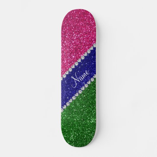 Persoonlijke naam groene roze glitters persoonlijk skateboard (Voorkant)
