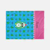 Persoonlijke naam groene santa owl sky blue bomen fleece deken (Voorkant (Horizontaal))