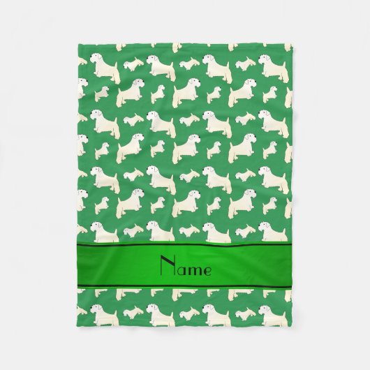 Persoonlijke naam groene Sealyham Terrier dogs Fleece Deken (Voorkant)