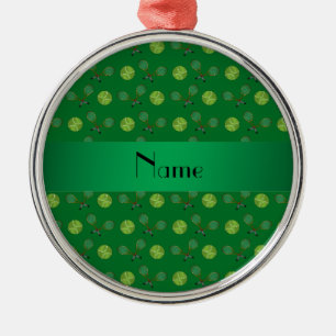Persoonlijke naam groene tennisballen metalen ornament