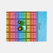 Persoonlijke naam groene trekker regenboogvlecht fleece deken (Voorkant (Horizontaal))
