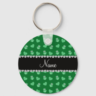 Persoonlijke naam groene uil harten sleutelhanger