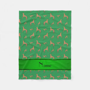 Persoonlijke naam groene Whippet-honden Fleece Deken
