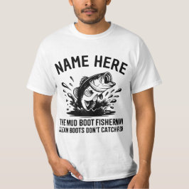Persoonlijke naam grootbekbaars visser t-shirt