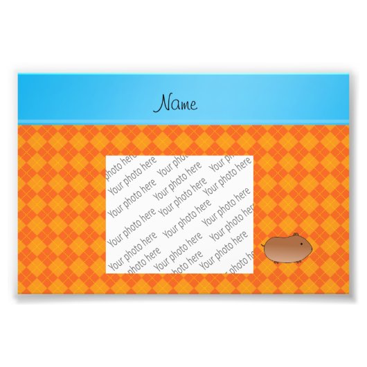 Persoonlijke naam hamster oranje argyle foto afdruk (Voorkant)