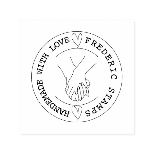 Persoonlijke naam handgemaakt met liefde   zelfinktende stempel (Design)