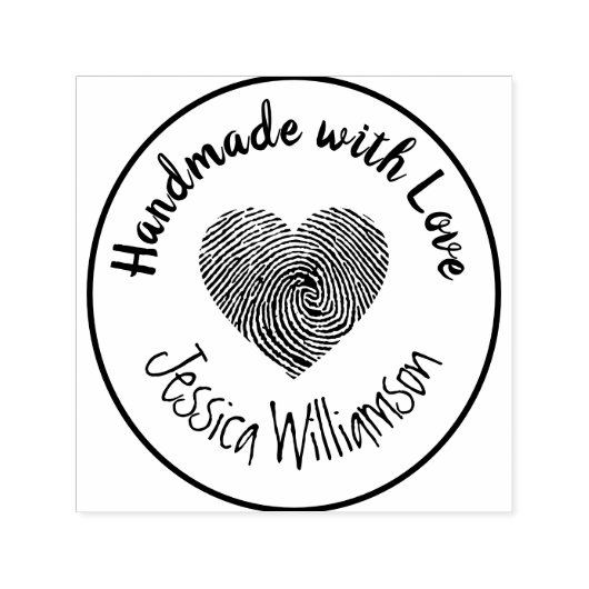 Persoonlijke naam Handgemaakt met liefdeshart Zelfinktende Stempel (Design)