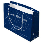 Persoonlijke naam Happy Birthday  Blauw Groot Cadeauzakje (Achterkant Gekanteld)
