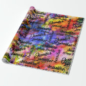 Persoonlijke naam Happy Birthday Color Splash Cadeaupapier (Uitgerold)