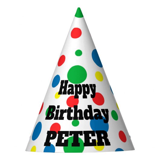 Persoonlijke naam Happy Birthday Party Pet Feesthoedjes (Voorkant)